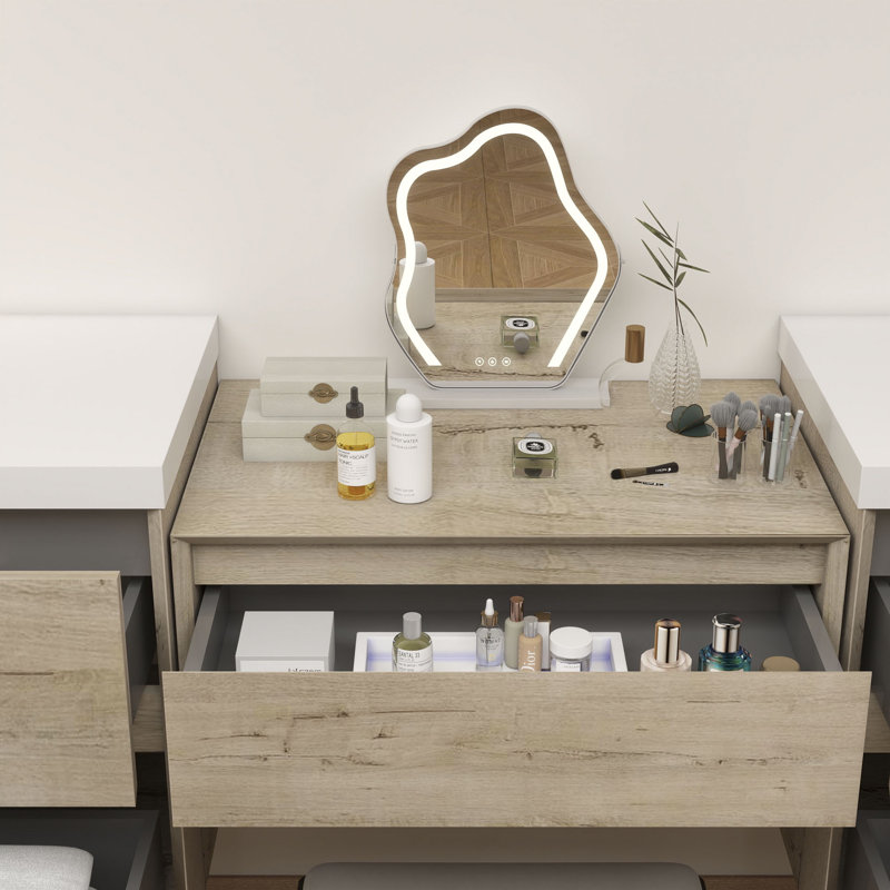 Meuble-lavabo mural 150 po avec évier en acrylique renforcé Aliki, Chêne clair
