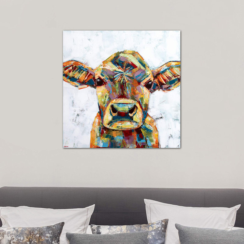 Jersey Cow-White by Jennifer Seeley - Wrapped Canvas Painting, 66.04 cm H x 66.04 cm W x 1.91 cm D