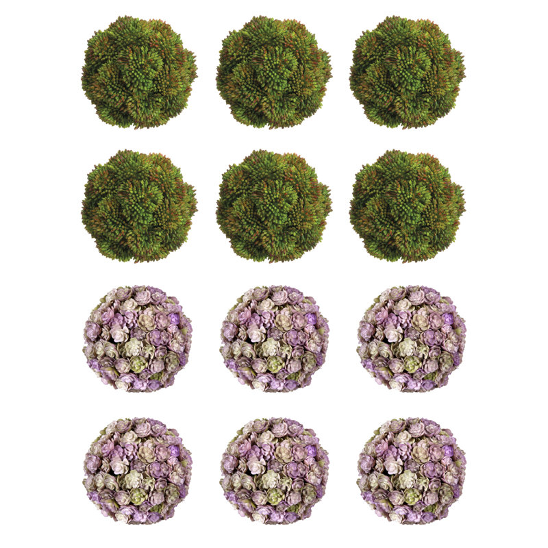 Decorative Sedum Balls, Green/Purple/White