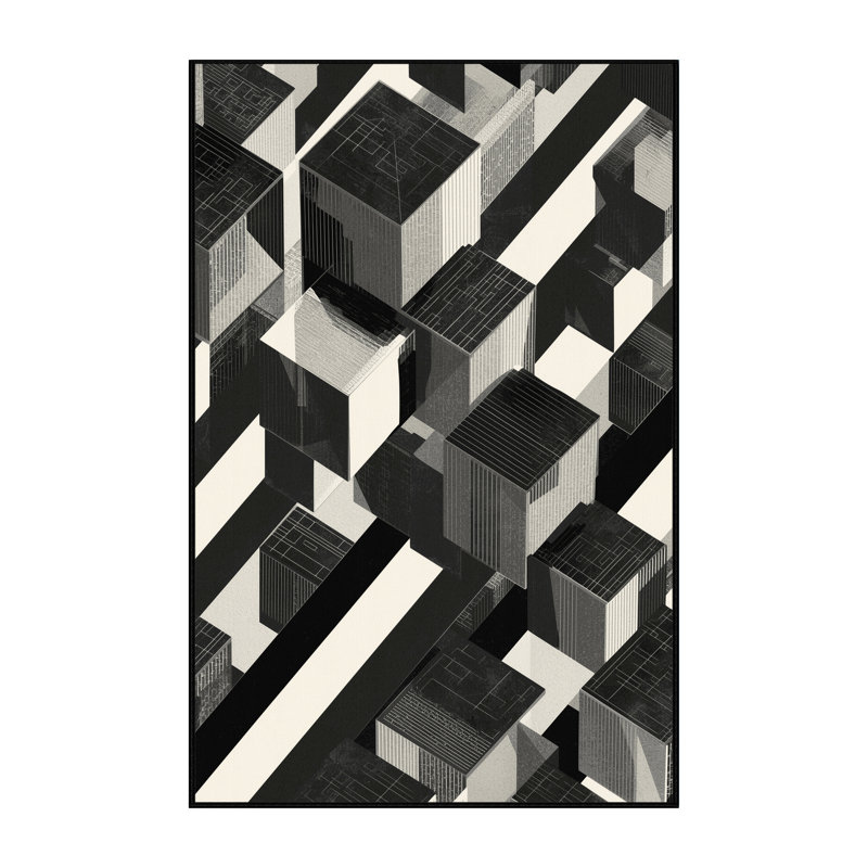 Tapis gris à motif géométrique moelleux à motifs géométriques modernes, 7 x 9