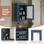 Armoire à pharmacie murale de 20 po avec miroir - Armoire de rangement de salle de bain bleue avec tablette réglable, porte à fermeture en douceur, bois massif et panneau de fibres à densité moyenne - Économiseur d'espace au-dessus de la toilette