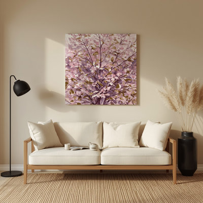 Aquarelle botanique 92, art mural en métal rose