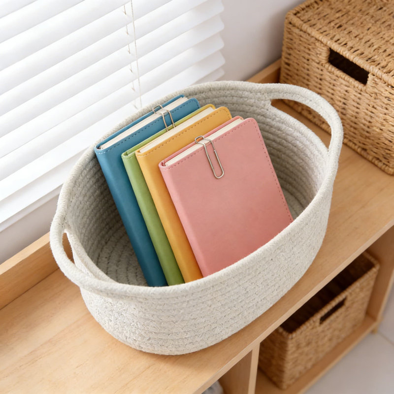 Handmade Woven Storage Basket With Handles, Decorative Organizer Bin For Shelves, Closets, And Home Decor, Natural Rope Gift Basket