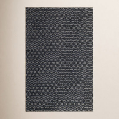Optic Diamond Navy/Ivory Handwoven Cotton Rug