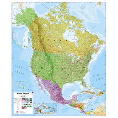 Large North America Wall Map Political - No Frame Print