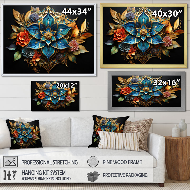 Judaism Hamsa Blessings Eye III - Spiritual Wall Decor, Toile tendue, H 24 po x l 32 po x P 1 po