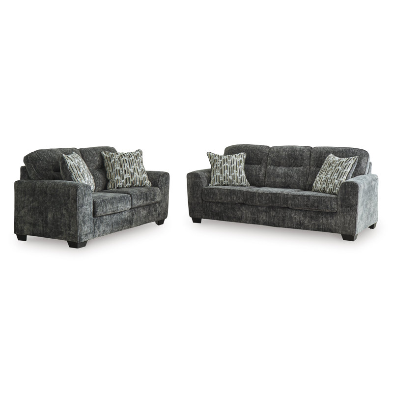 Lonoke Sofa and Loveseat, Black/Gray