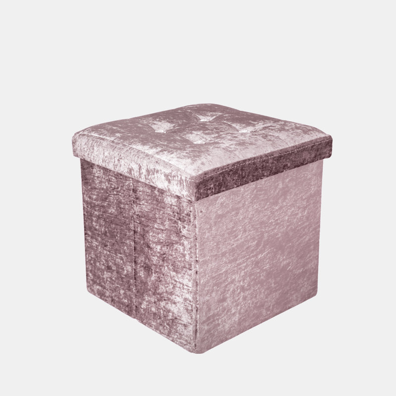 38 CRUSHED VELVET STORAGE BOX, Blush, 38cm H x 40cm W x 6cm D