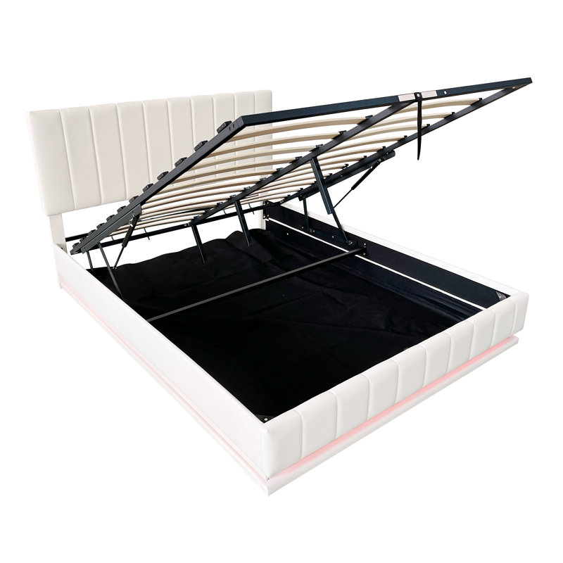 Metal Ottoman Storage Bed, White