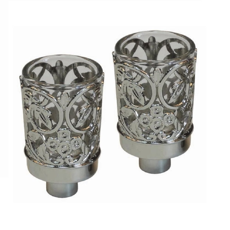 Glass/ Nickel Plated Candlestick