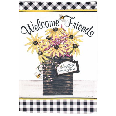 Drapeau de jardin en polyester 18 po x 13 po Welcome Friends