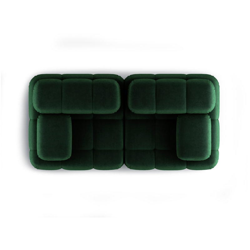 Modular Velvet 2-Seater Sofa with Adjustable Armrests – Contemporary Cloud Lounge Sofa , Dark Green