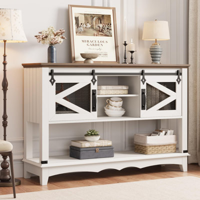 46"" Entryway Table With Sliding Barn Doors, Farmhouse Console Table With Storage -  Gracie Oaks, 833742DD442A4C31862D4DCEC671234C