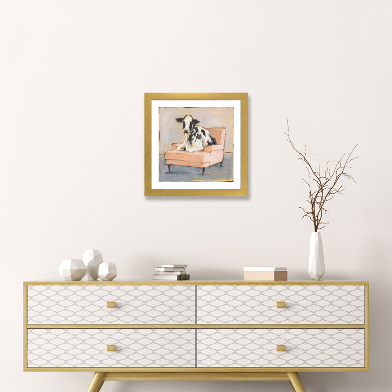 «Moo-Ving In II» par Ethan Harper - reproduction, H 24 po x l 24 po x p 1 po, Papier doré