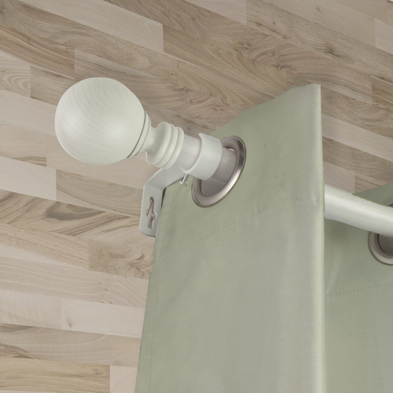 Tringle à rideaux simple en faux bois Abdulahi, Blanc perle, 160" - 240"