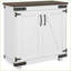 Buffet, ferme moderne avec porte de grange et amp; Tablette réglable, blanc vieilli Brun | Bois manufacturé de qualité P2 | Pieds en pin massif