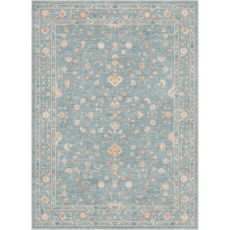Tapis bleu Bungalow Bungalow Aylena Hereke, Rectangle 5 pi 3 po x 7 pi 3 po