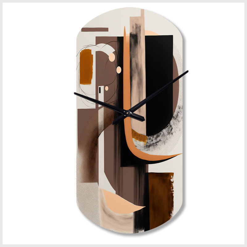 Art moderne à l'aquarelle - horloge murale asymétrique transitionnelle en métal, sans horloge murale, Petit