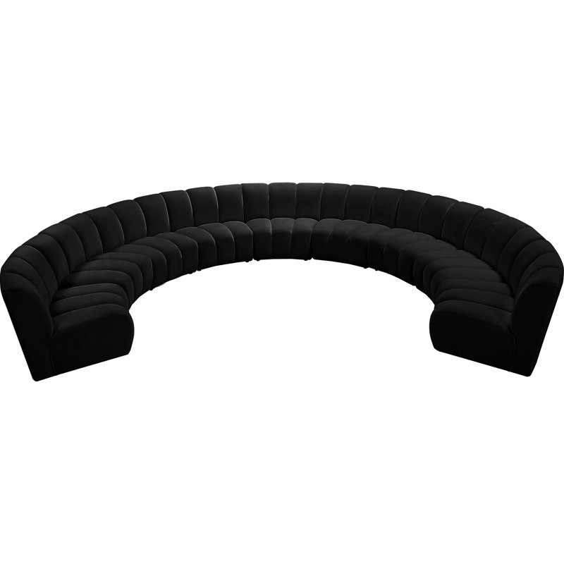 Canapé modulaire en velours Infinity, Velours noir, 9 pièces