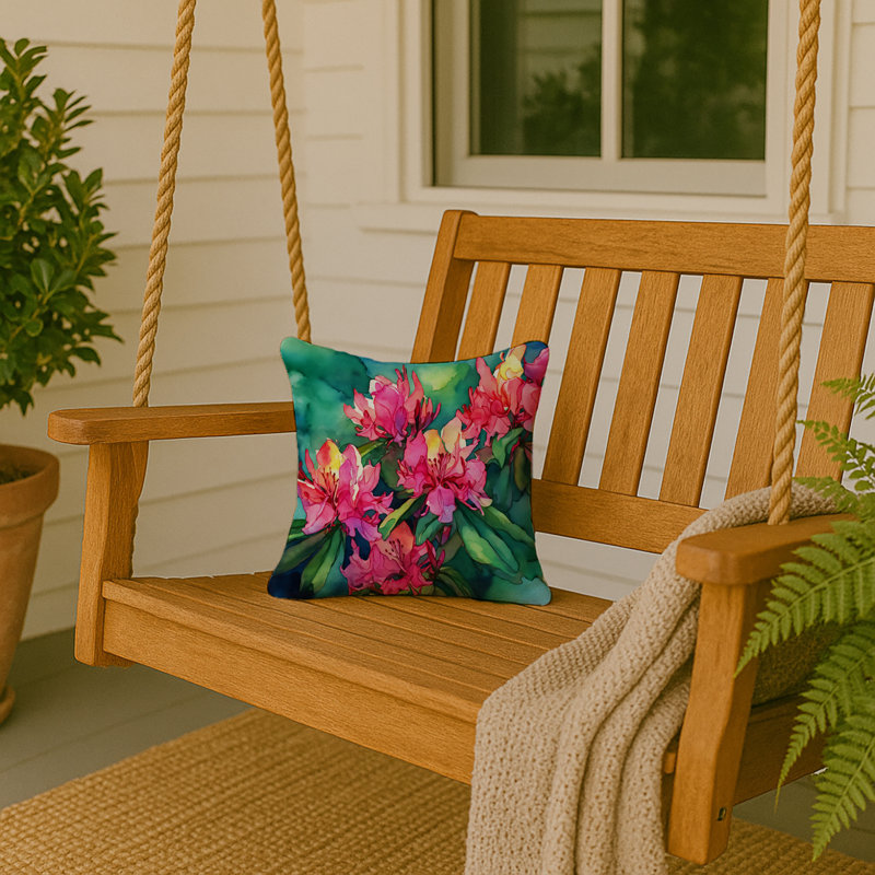 Coussin West Virginia Rhododendrons in Watercolor, Carré 14 po