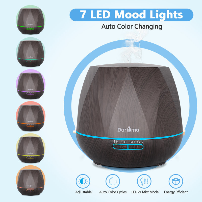 DAROMA 550ML Remote Essential Oil Diffuser, Dark Wood