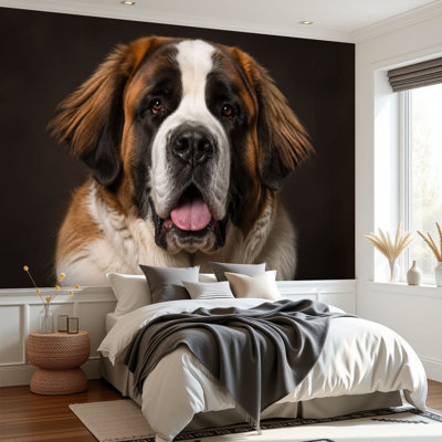 Wall Mural Peel and Stick Wallpaper purebred st bernard dog animal eyes pictures Self-Adhesive Removable Contact Paper Wall Decor for Living Room Bedroom 69"H x 96"W