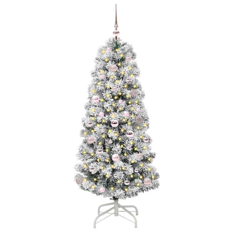 Artificial Hinged Christmas Tree Green and white, 4.92 ft