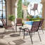 Ensemble de 4 chaises de salle à manger d'extérieur empilables avec dossier haut, siège en filet respirant pour jardin