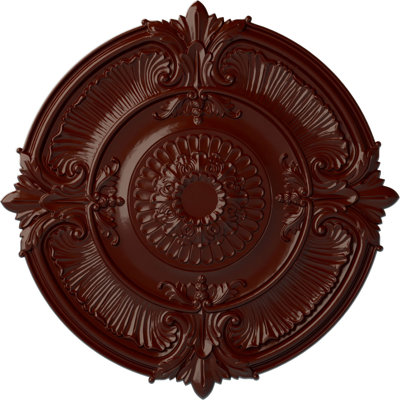Endurathane Attica Acanthus Leaf Ceiling Medallion, 53 1/2"OD x 3 1/2"P (Fits Canopies up to 4 5/8"), Hand-Painted Brushed Mahogany Finish