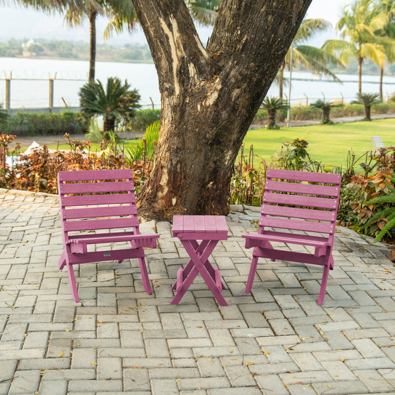 Grandcourt Fully Assembled All-Weather Recycled HDPE Outdoor Folding Patio Chair, Burgundy