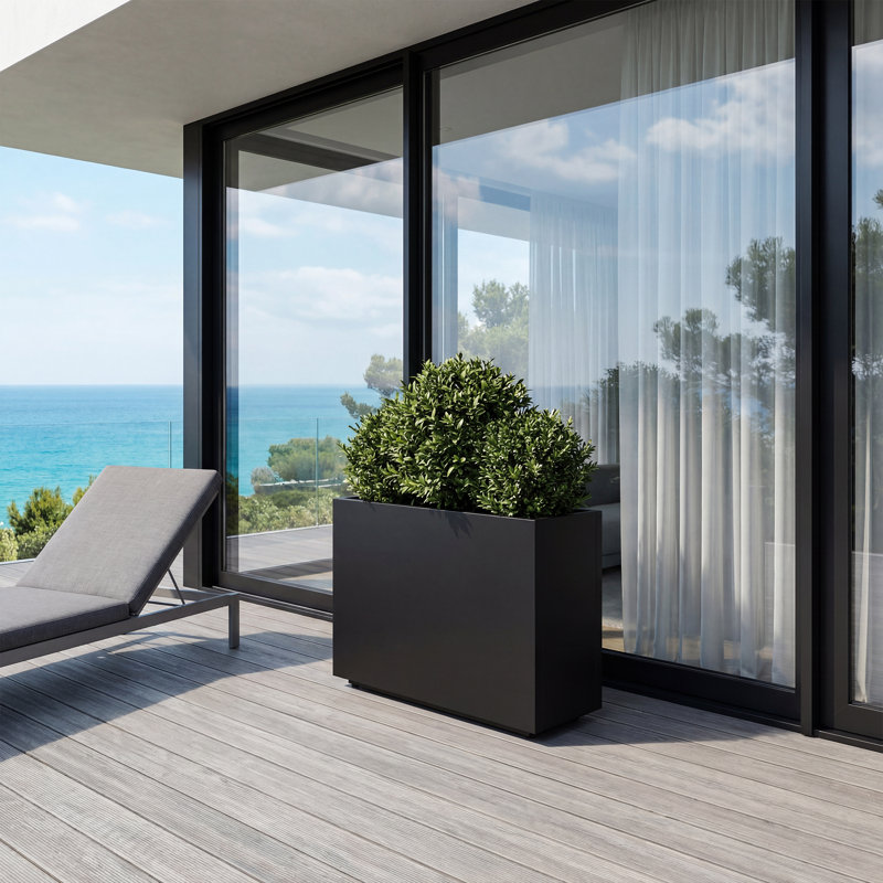 Boîte à fleurs rectangulaire noire en métal de 38 po x l 13 po x H 30 po (avec trous de drainage et tablette réglable) - Contenant pour plante d'extérieur toutes saisons pour patio, cour ou balcon