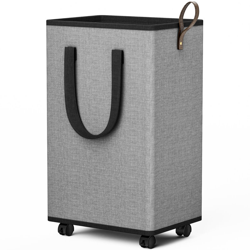 Laundry Basket With Wheels, Collapsible Laundry Baskets, Laundry Hamper With Handles Detachable Wheels, Rolling Laundry Basket, Dirty Clothes Hamper For Bathroom, Dorm, Bedroom, Grey, 80L