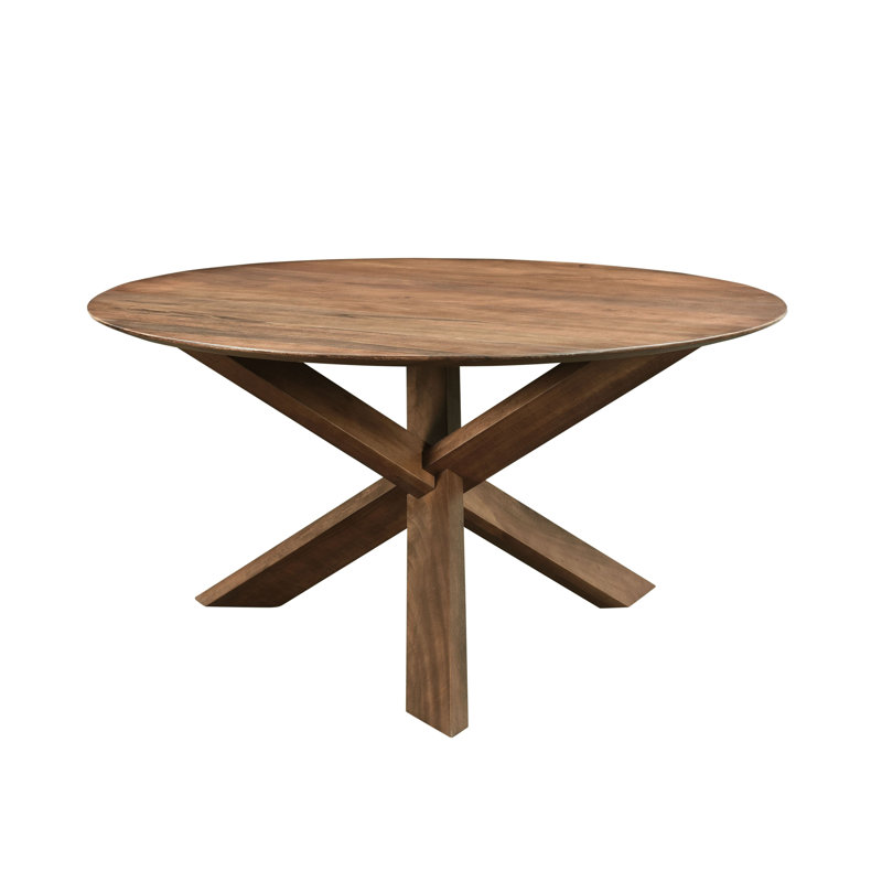 Devinee 60" Wide Mango Wood 3-Legged Dining Table, Brown