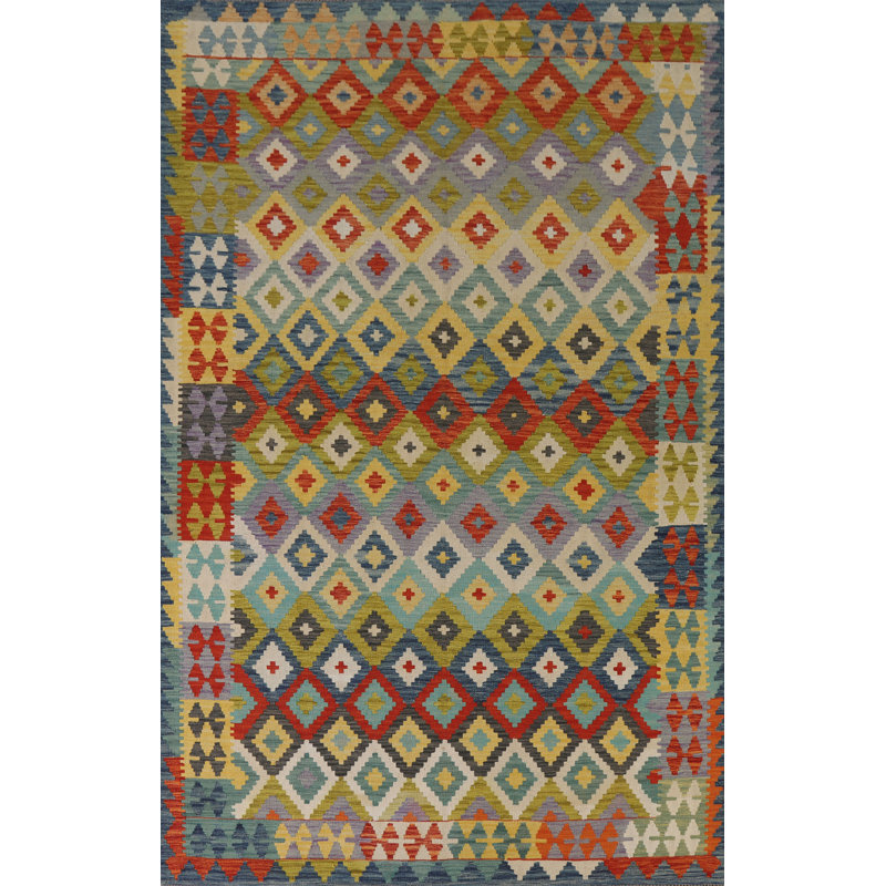 Tapis géométrique en laine Kilim