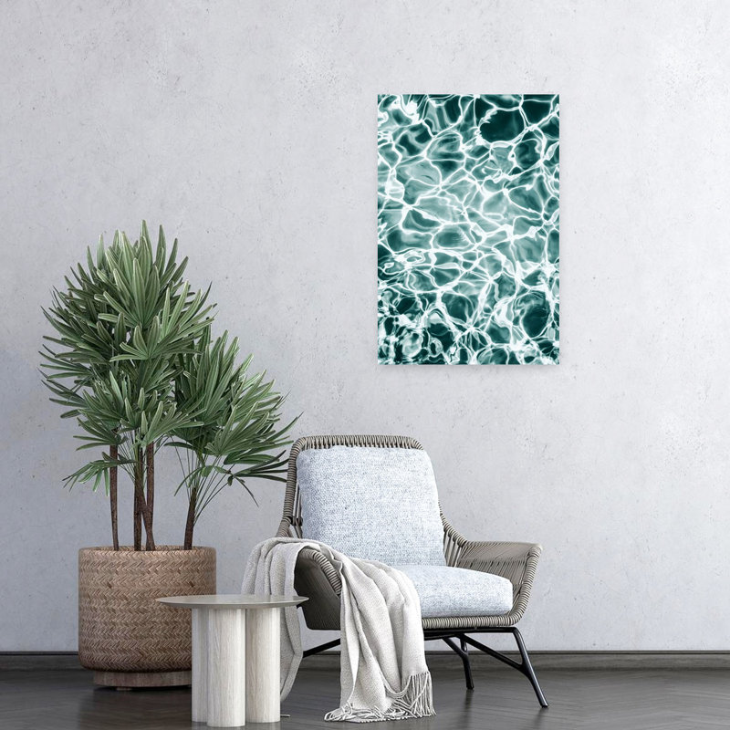 Art mural abstrait turquoise, 24" H x 16" W