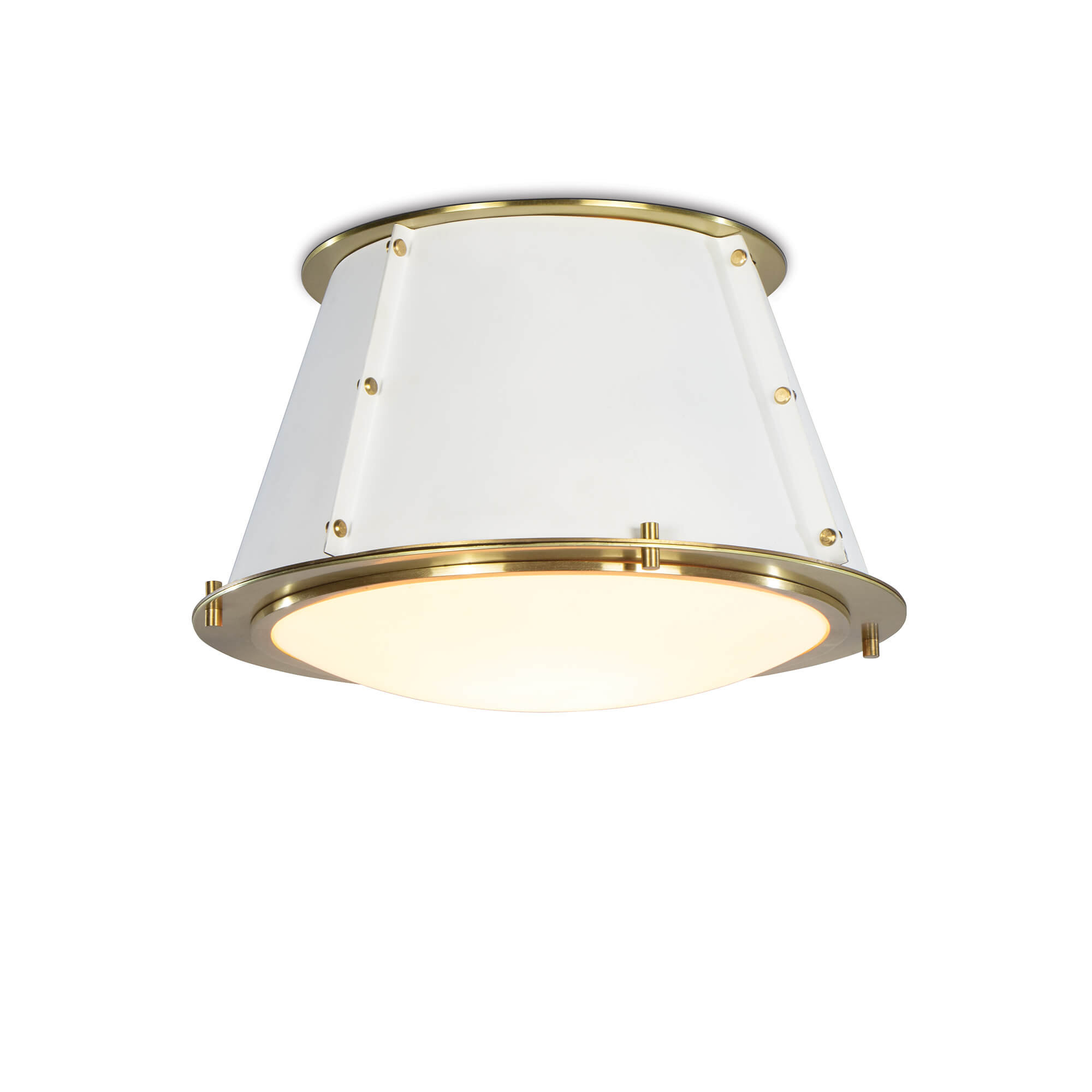 Single Light Steel Flush Mount, White