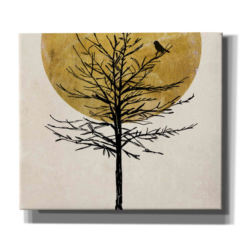 Moon Tree 1 par - peinture sur toile tendue, H 26 po x l 30 po x P 1,5 po