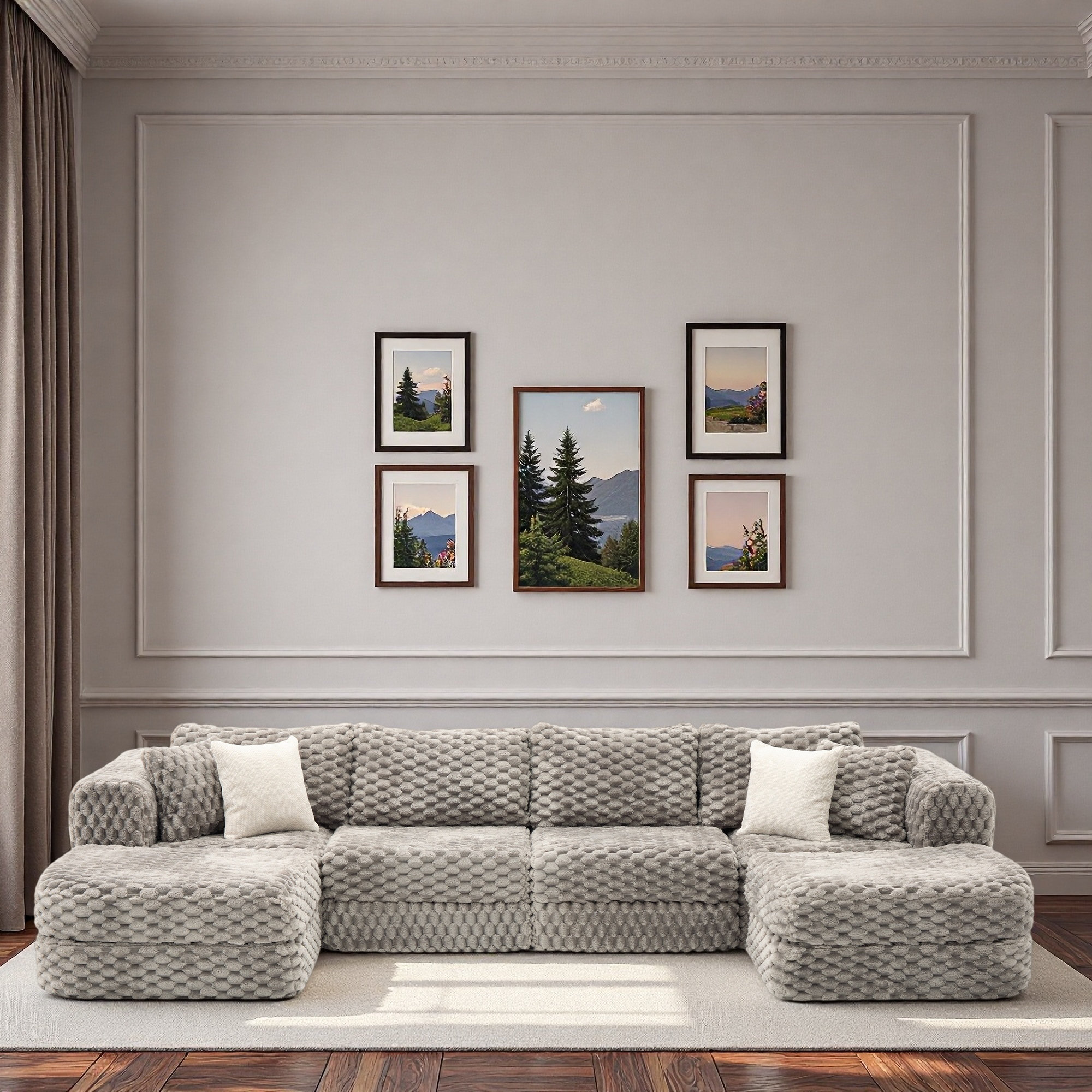 Latitude Run® Modular Sectional Sofa With Two Movable Ottomans ...