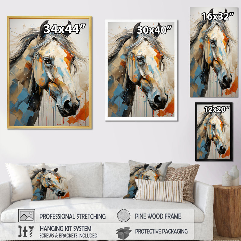 Portrait de cheval grâce II, H 20 po x l 12 po x P 1 po, Toile tendue