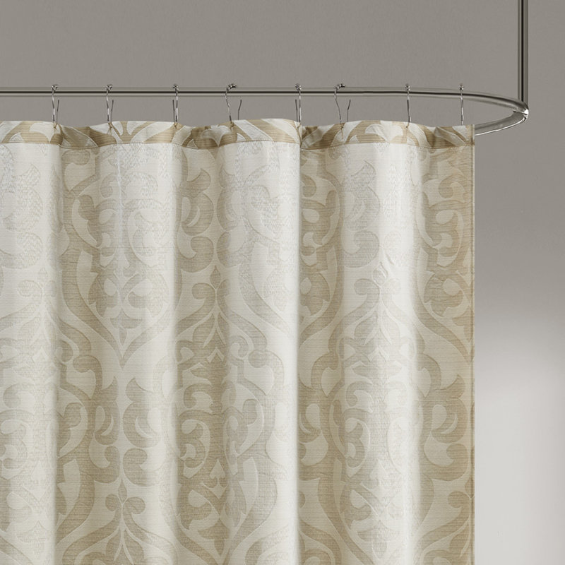Rideau de douche jacquard, Brun clair / ivoire