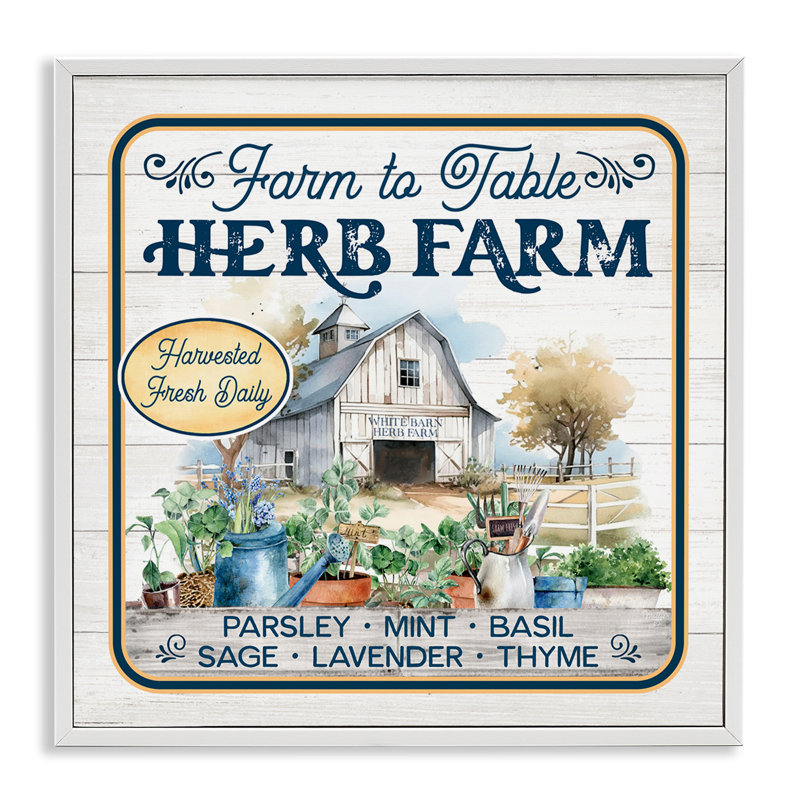 Art giclée Fresh Fresh Herb Farm par Mollie B., H 12 po x l 12 po, Estampe numérique encadrée blanc bord de mer