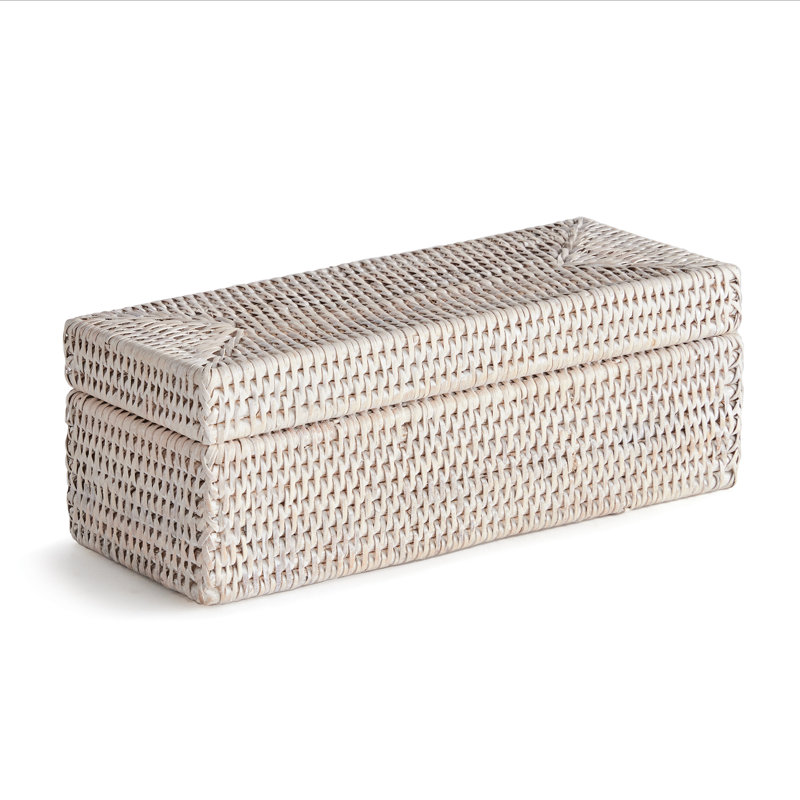 Gardena Handmade Wicker Decorative Box, White