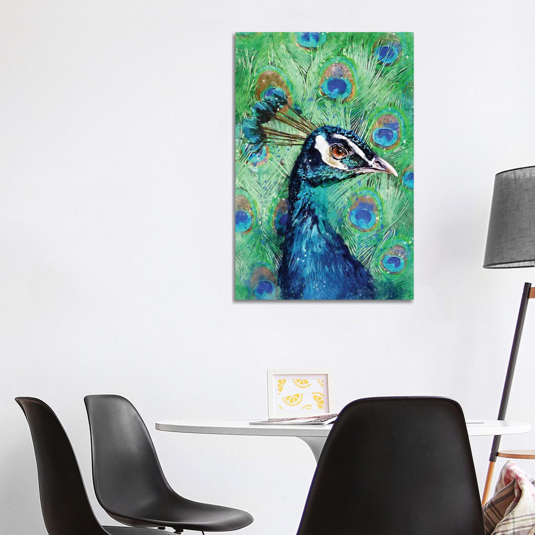 Pfau von Louise Goalby - Galerie-umwickelte Leinwand Giclée auf Leinwand