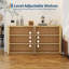 Buffet cannelé avec rangement, buffet de 66,3 po de largeur avec 4 portes et tablettes réglables, crédence moderne pour cuisine, vestibule, salon, salle à manger - naturel