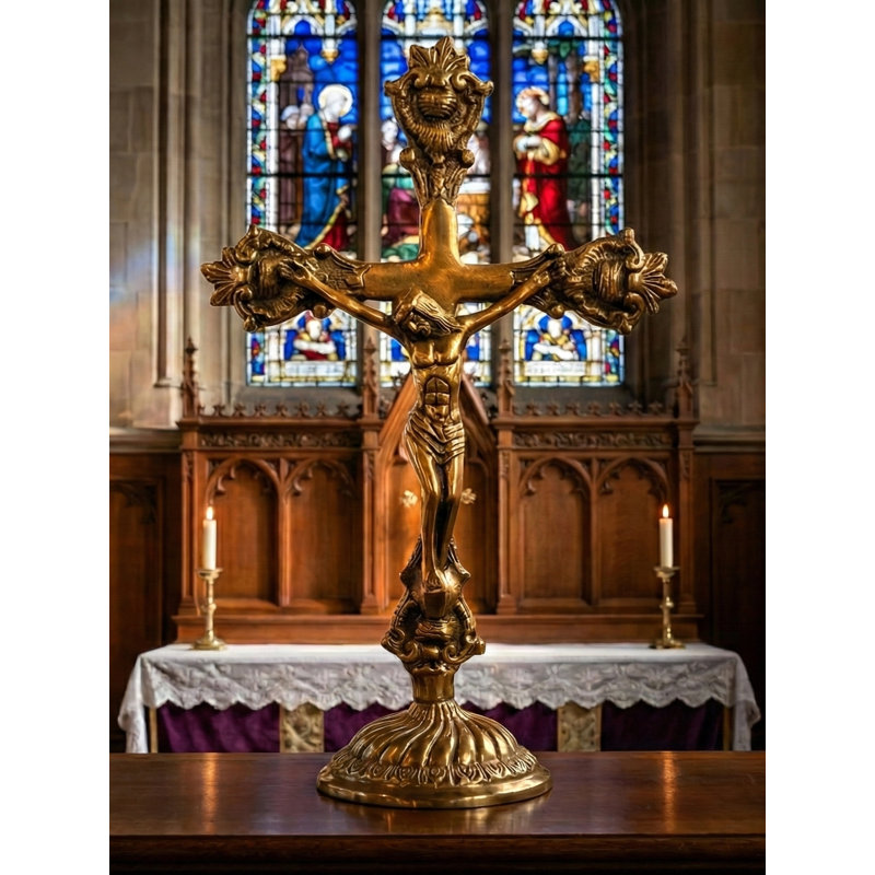 Statue 11 po Jésus en laiton fabriquée à la main, idole pour autel domestique et décor d'églises