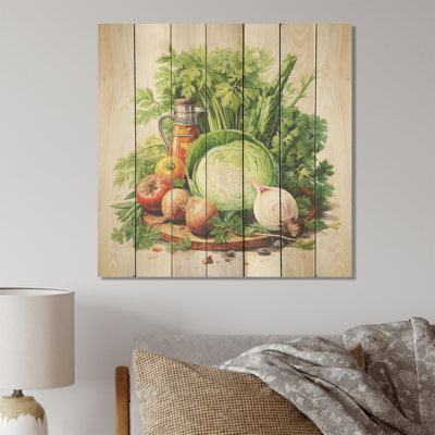 Kitchen Fennel Herbs Fantasy IV - Herbes florales sur bois