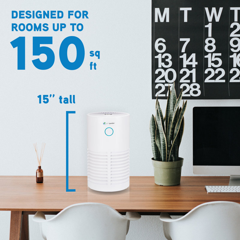 White 18" Energy Star Air Purifier with HEPA Filter and UV-C