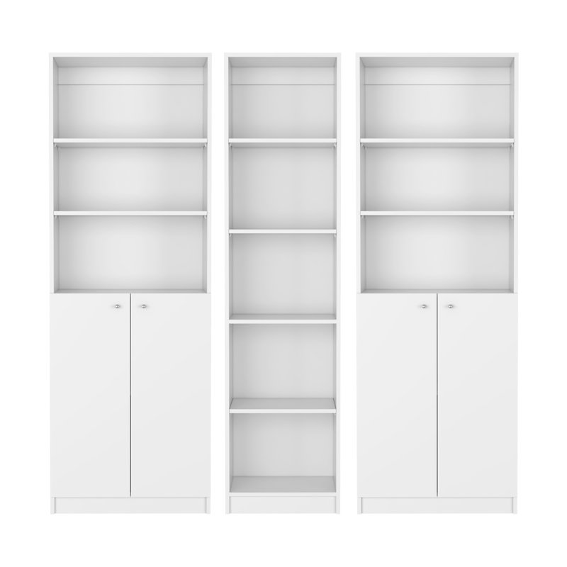 Ensemble de salon 3 pièces avec 3 bibliothèques Levan, blanc