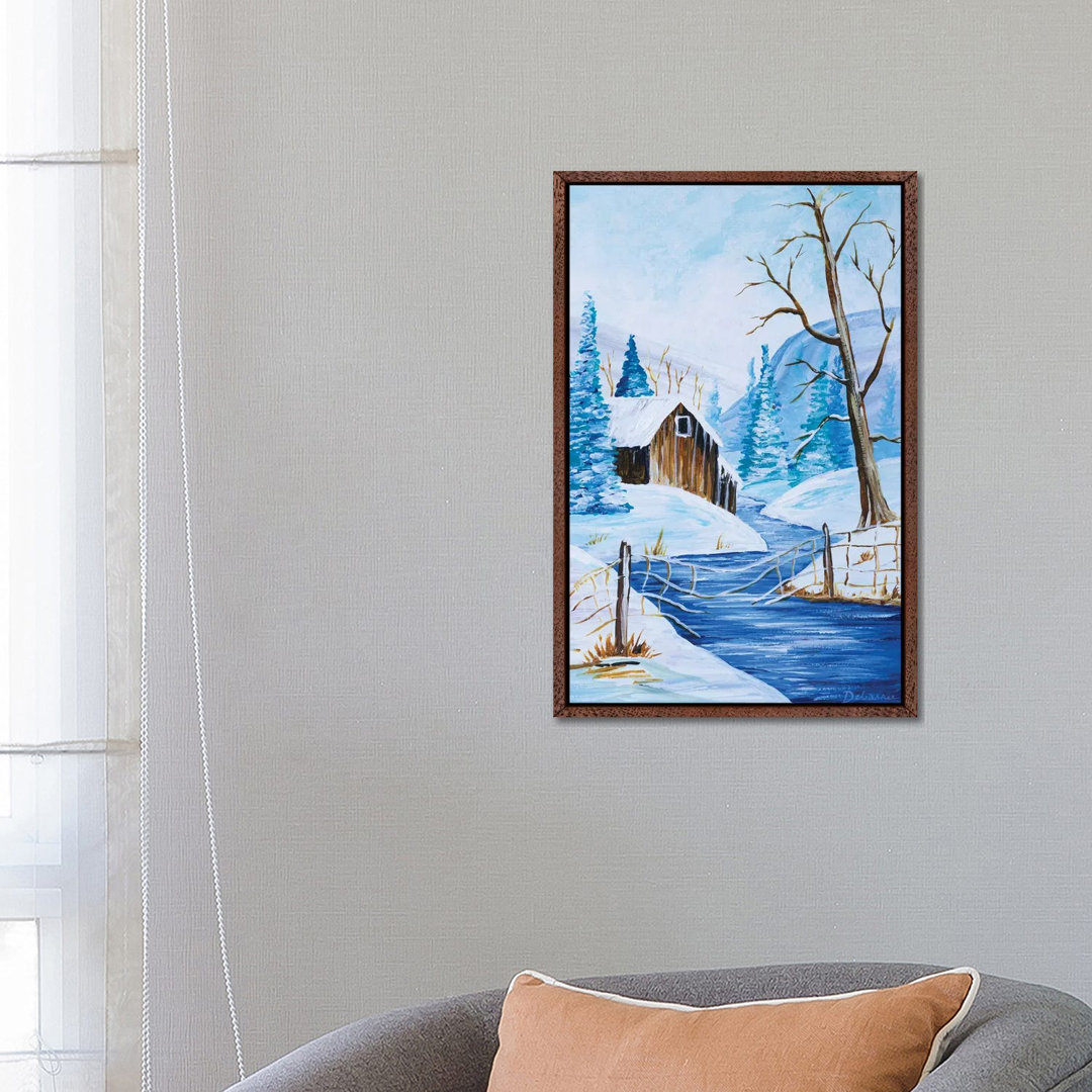 Cabin By The River von Debasree Dey - Galerie-verpackte Leinwand Giclée auf Leinwand