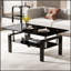 Table basse moderne en verre trempé à 2 couches, parfaite pour un décor de salon élégant et fonctionnel.